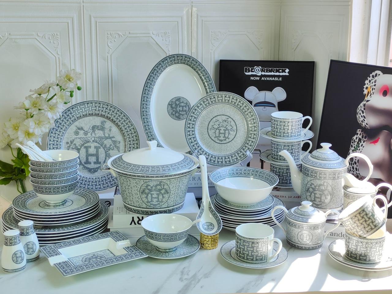 Hermes Silver Dinner set of 58 pieces for 6 people - Hermes Dinner set | Aleppo Gift UAE